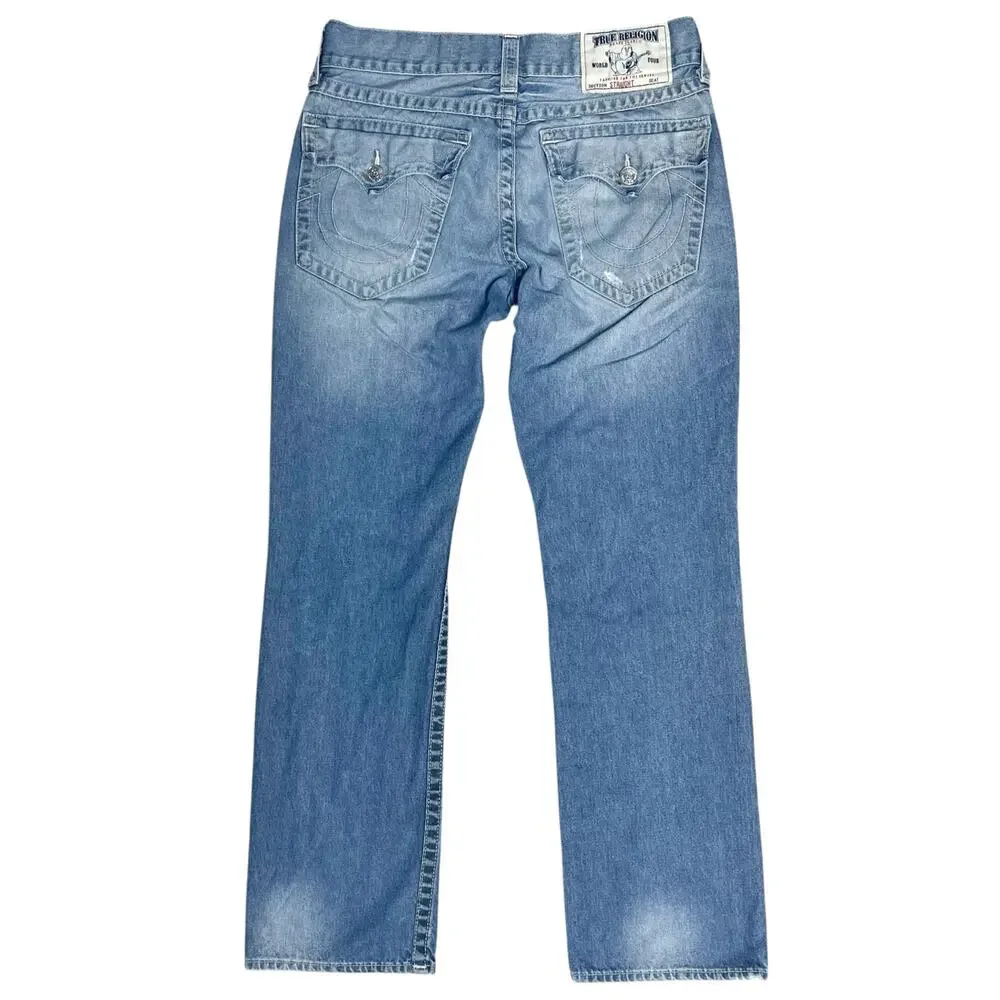 TRUE RELIGION Men's Basic Straight WFLPS Natural Faded Medium Wash Jeans 32X32